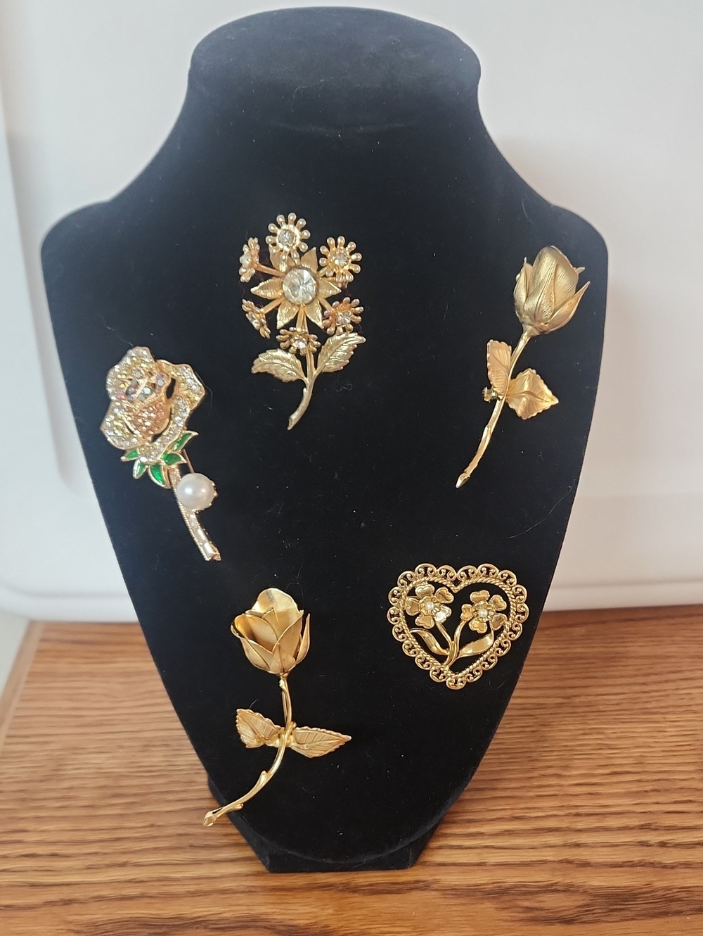 Gold-Tone Floral Brooch Collection (2 Giavanni Roses) - Gold Flower Pins